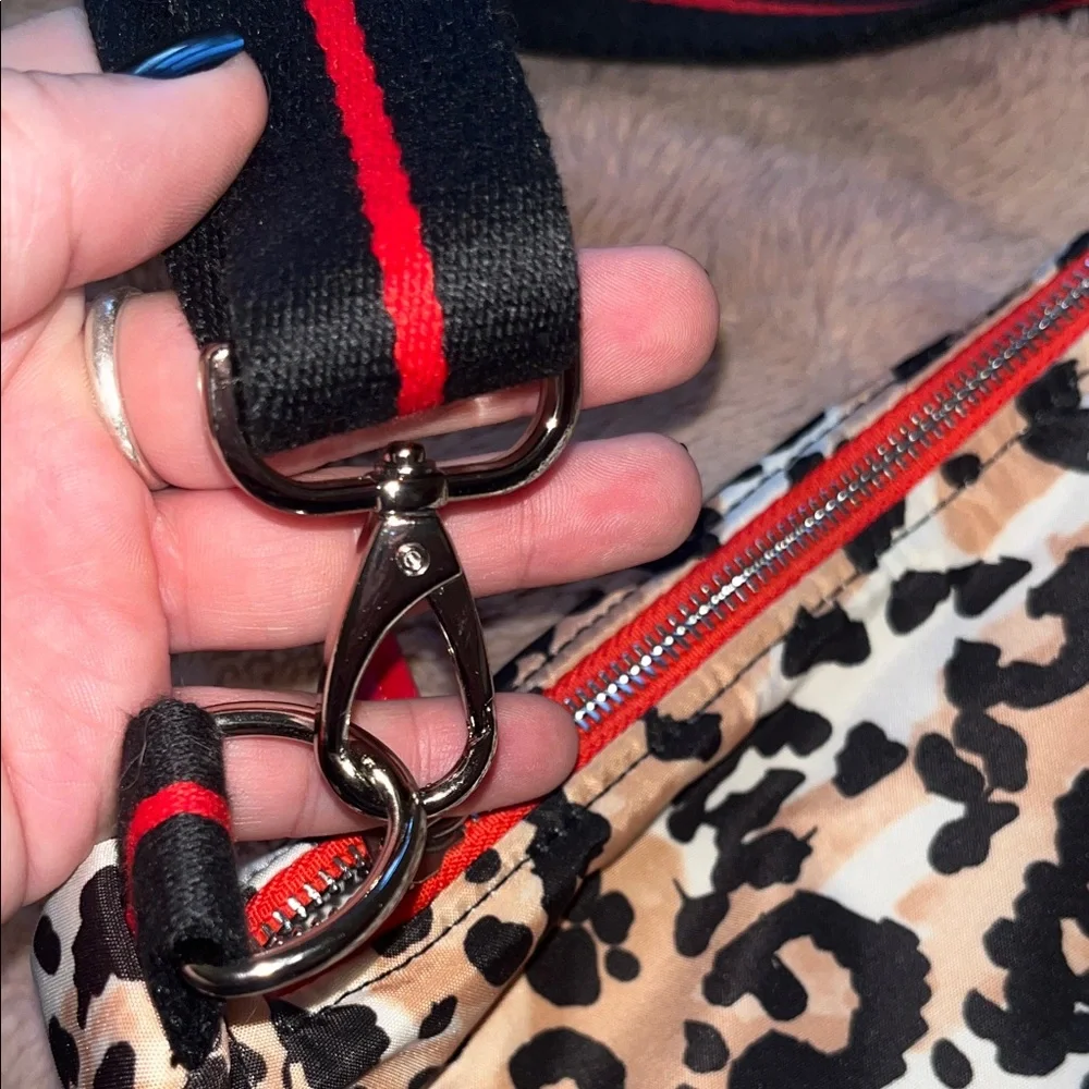 Brighton Leopard-Print Crossbody with Red Accents